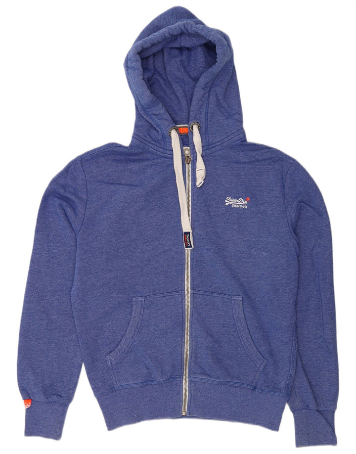 Superdry Mens Zip Hoodie Sweater Medium Blue Cotton