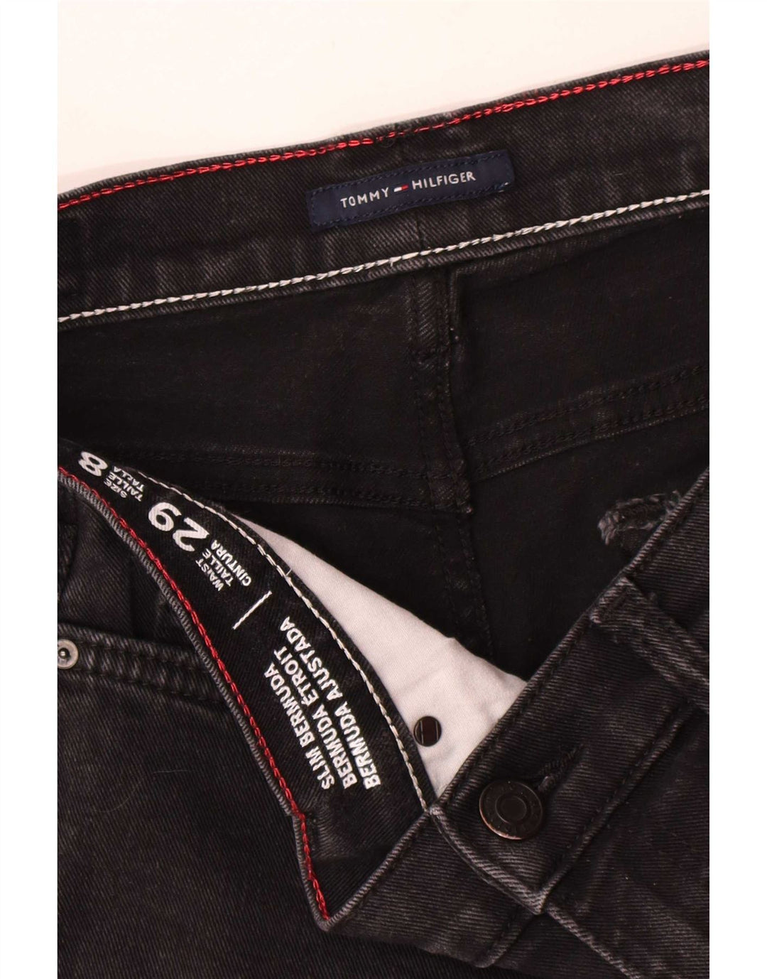 Tommy Hilfiger Womens Bermuda Slim Denim Shorts W29 Medium  Black Cotton