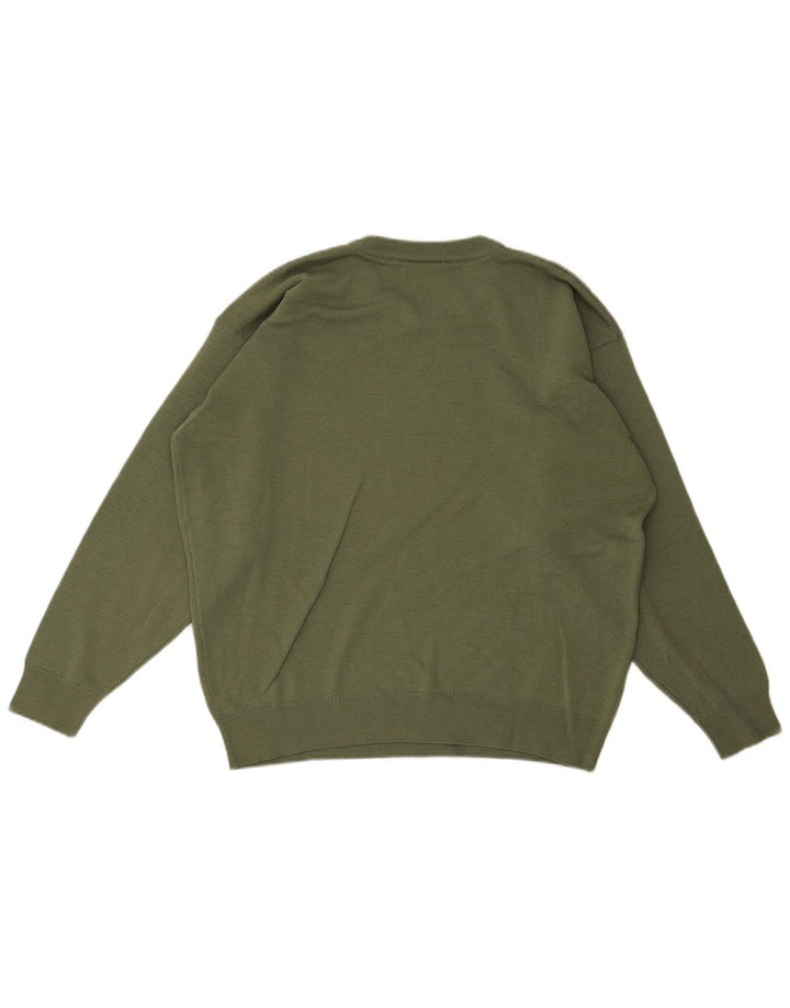 Lacoste Mens Crew Neck Jumper Sweater Size 6 XL Green Wool