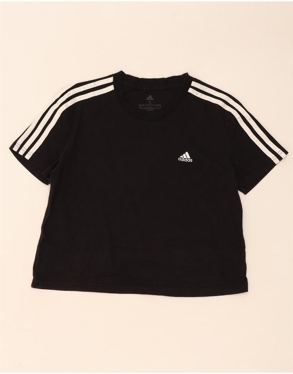 Adidas Womens Crop T-Shirt Top UK 8/10 Small Black Bomuld