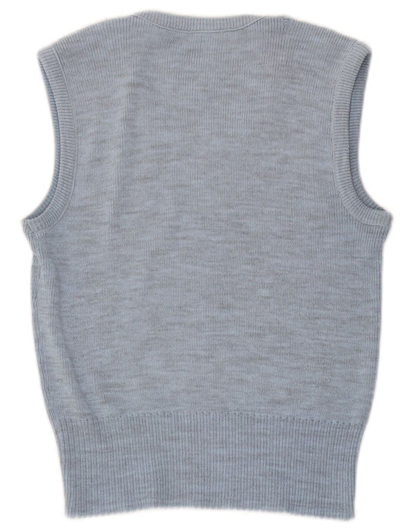 Vintage Womens Vest Tank Top UK 10 Small Blue Flecked Acrylic