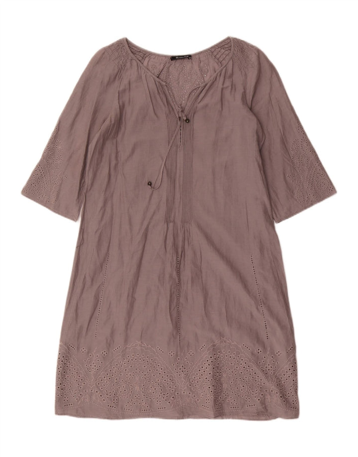 Massimo Dutti Womens Oversized Shift Dress EU 36 XS Grey Floral Cotton