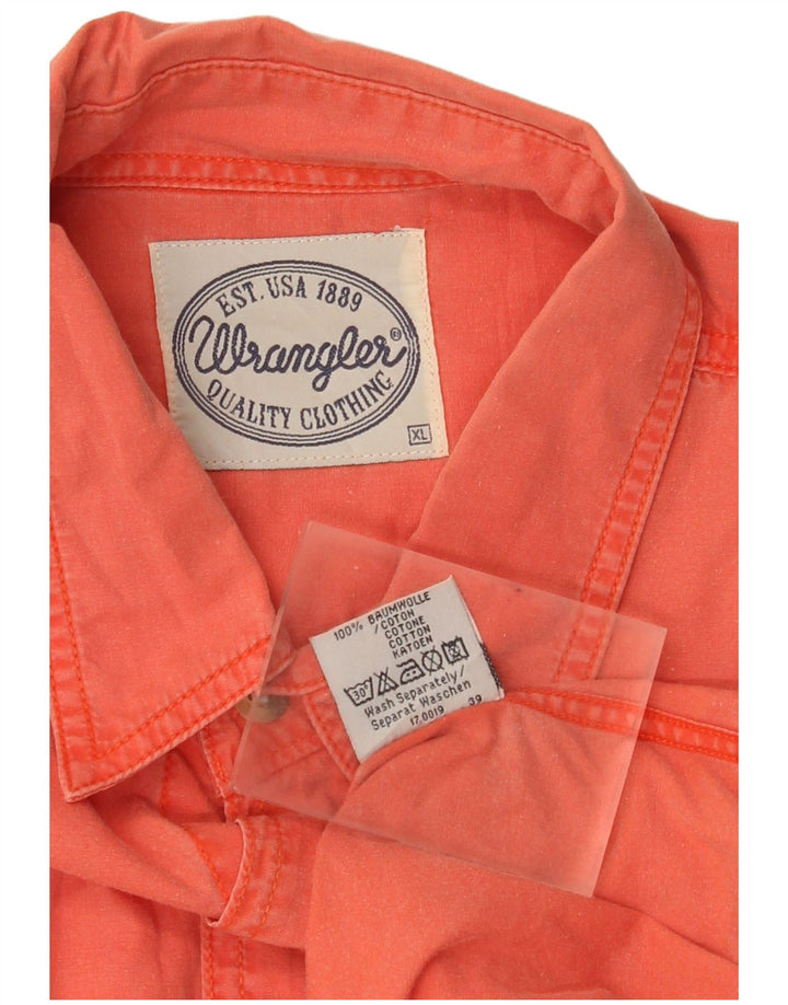 Wrangler Mens Short Sleeve Shirt XL Orange Cotton