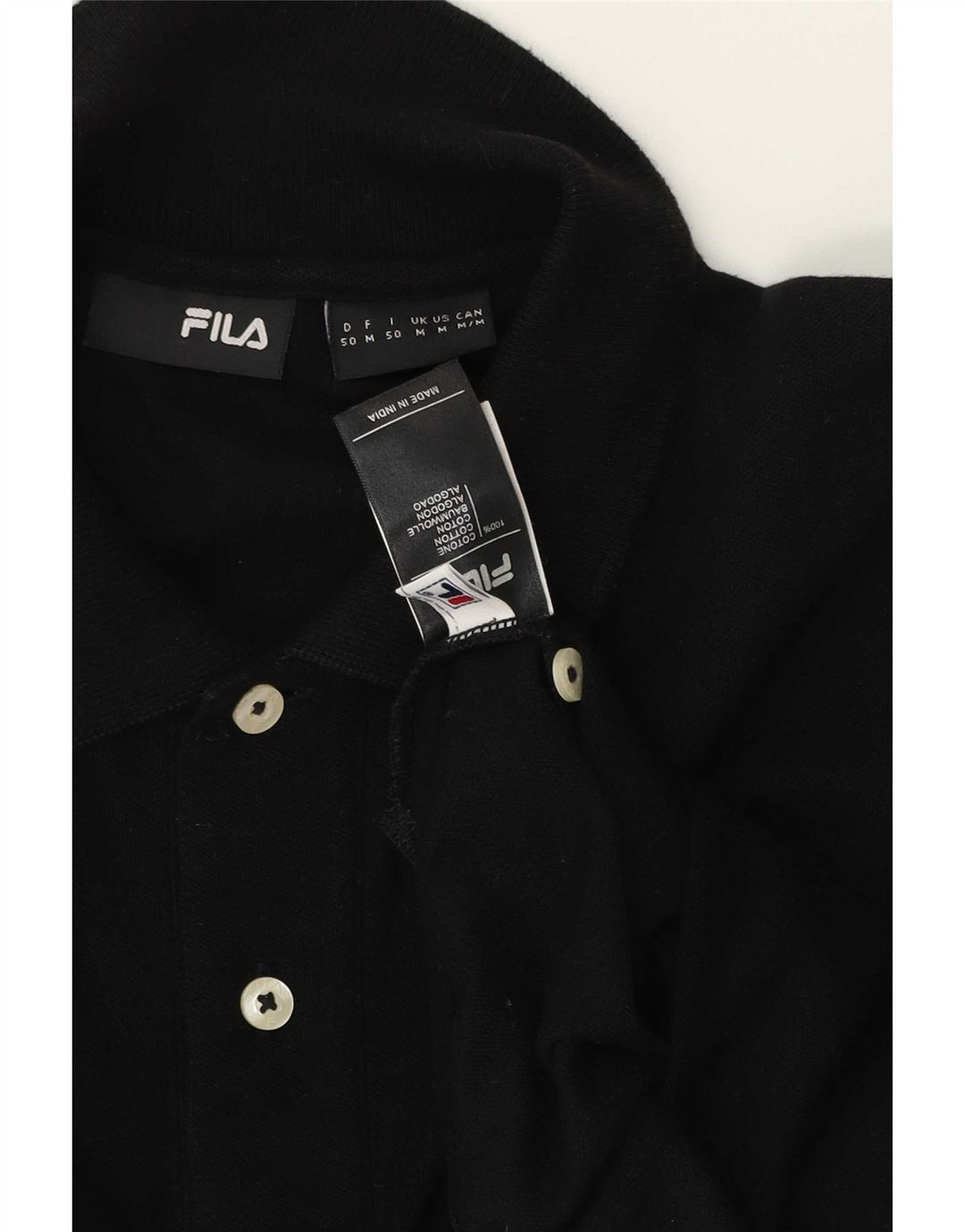 Fila Mens Polo Shirt Medium Black Cotton