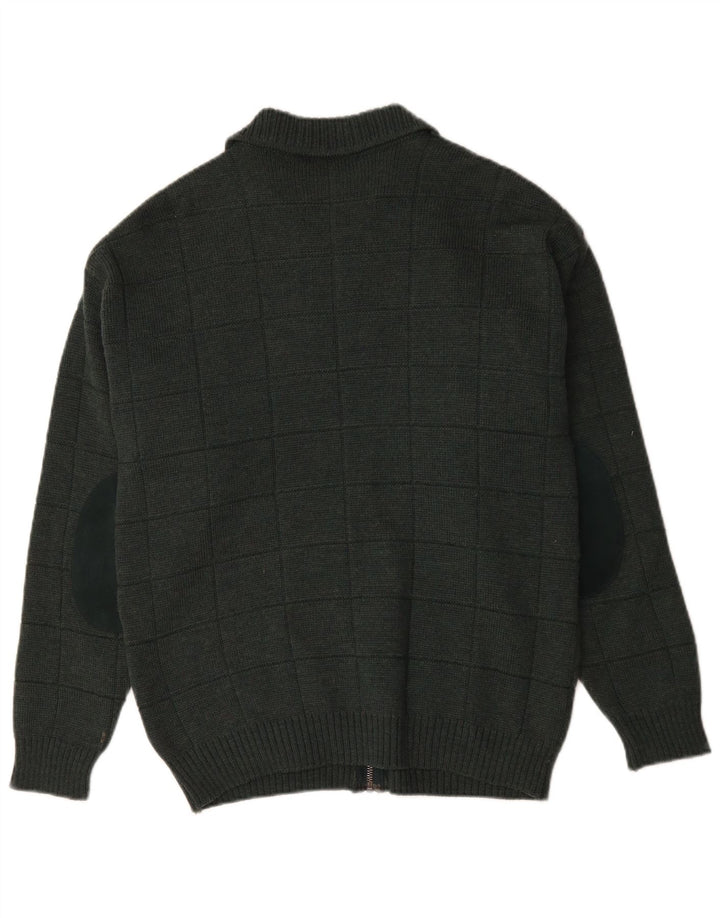 Marks & Spencer Herre St. Michael Cardigan Sweater Lille grøn ternet uld