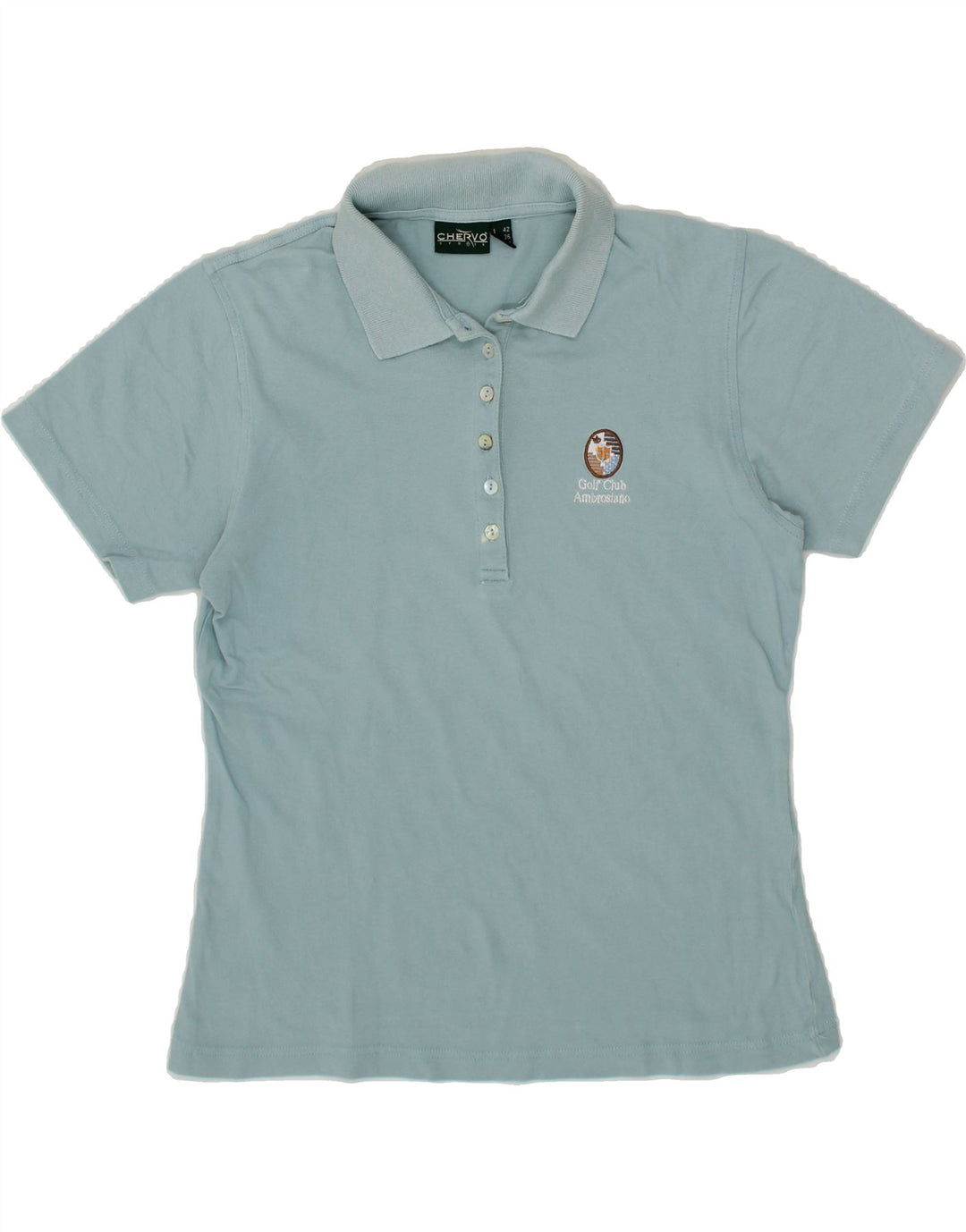 CHERVO Womens Polo Shirt UK 8 Small Blue Cotton Vintage Chervo and Second-Hand Chervo from Messina Hembry 