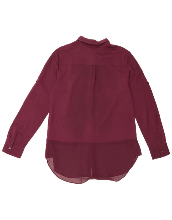 Bluză cămașă supradimensionată pentru femei Dkny UK 6 XS Poliester burgundă