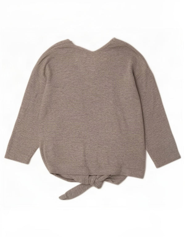 Marks & Spencer Suéter tipo jersey con cuello en V y manga 3/4 para mujer UK 44 Gris grande