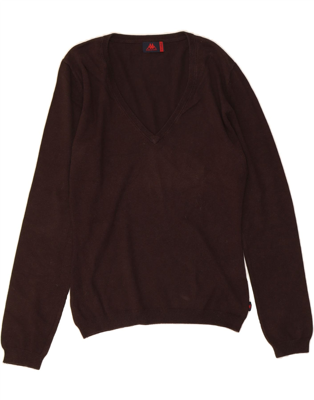 KAPPA Womens V-Neck Jumper Sweater UK 20 2XL Brown Cotton Vintage Kappa and Second-Hand Kappa from Messina Hembry 