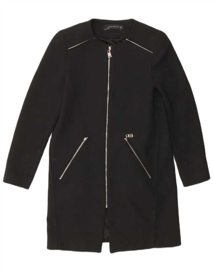 Zara Mujer Abrigo UK 6 XS Negro Poliéster
