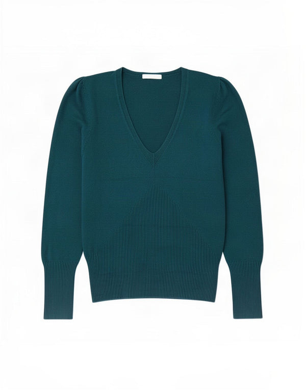 Pulover cu decolteu în V pentru femei Marks & Spencer UK 16, mare, verde, viscoză