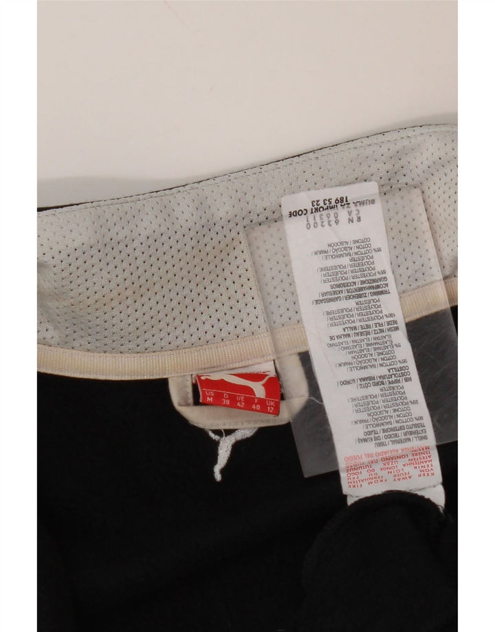 PUMA Womens Graphic Tracksuit Top Jacket UK 12 Medium Black Cotton