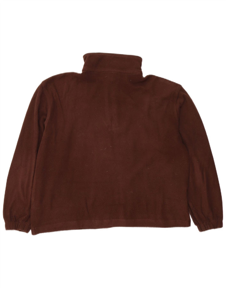 ELLESSE Womens Oversized Zip Neck Fleece Jumper UK 12 Medium Brown
