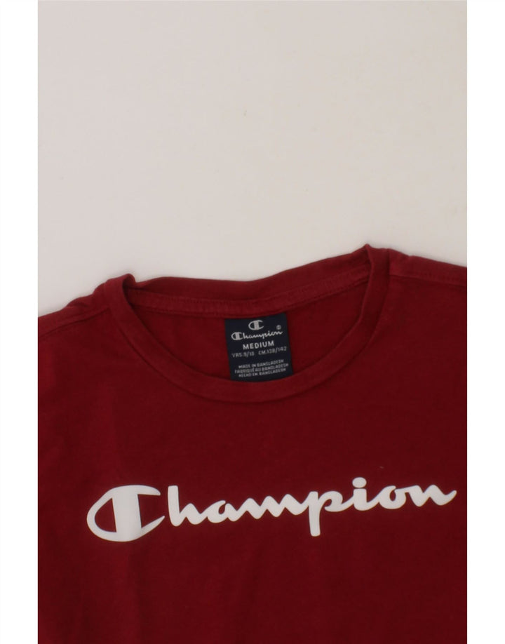 CHAMPION Boys Graphic T-Shirt Top 9-10 Years Medium  Maroon Cotton Vintage Champion and Second-Hand Champion from Messina Hembry 