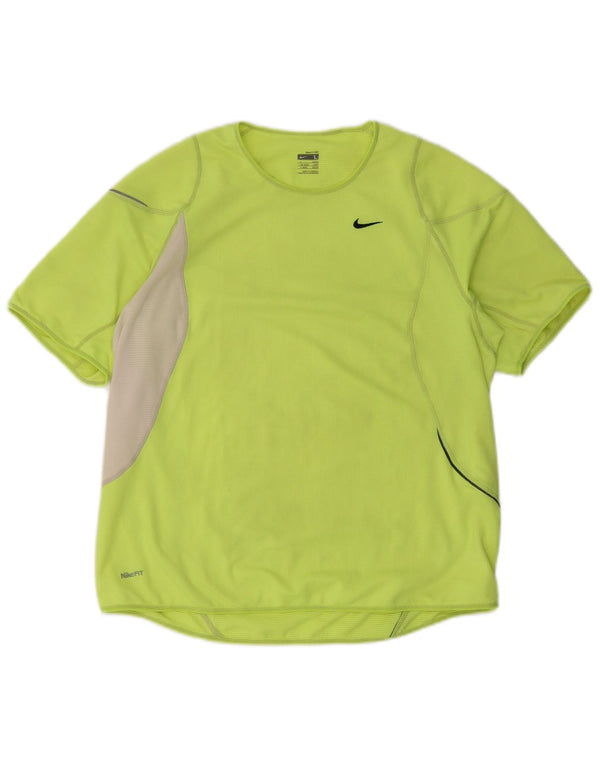 Nike T-shirt top til mænd UK 42/44 Stor grøn farveblok