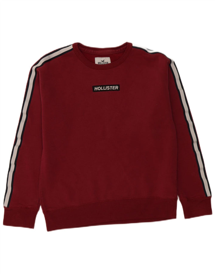 HOLLISTER Mens Graphic Sweatshirt Jumper Medium Red Colourblock Cotton
