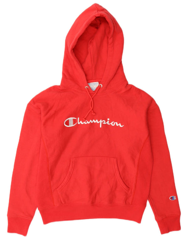 Champion Womens Reverse Weave Grafisk Hoodie Jumper UK 10 Lille rød bomuld