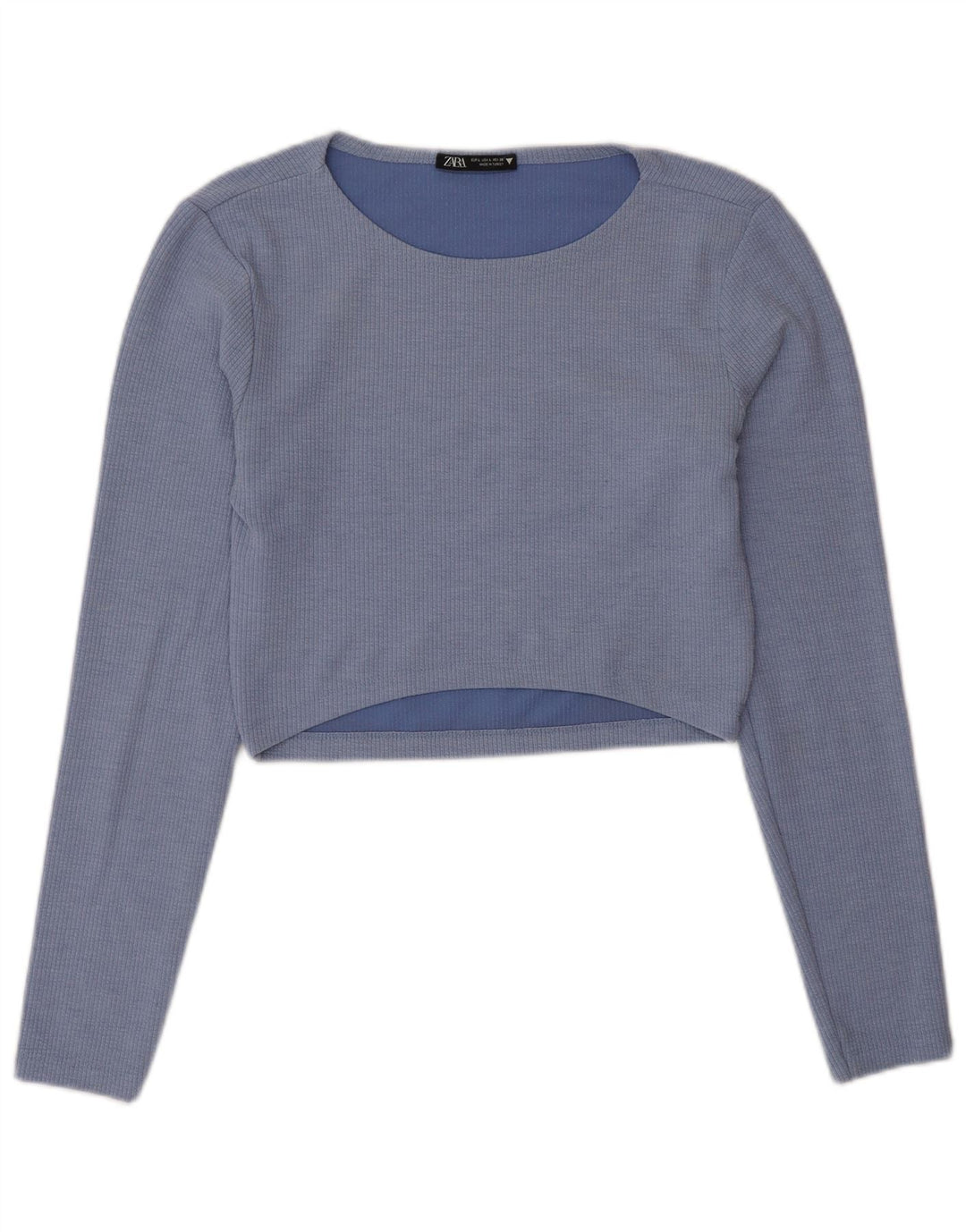 Zara Womens Crop Top UK 12 Medium Blue Polyester