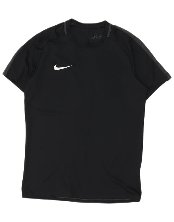 T-shirt Nike da uomo Dri Fit, top in poliestere color block medio nero