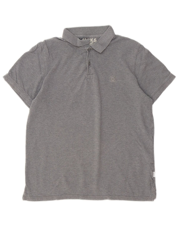 Jack & Jones Mens Polo Shirt Medium Grey Flecked Cotton