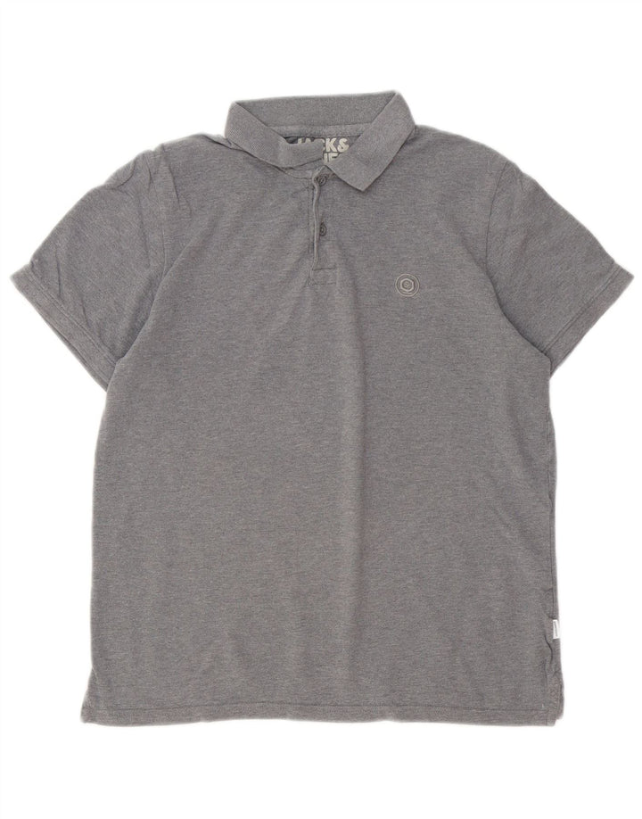 Jack & Jones herre poloshirt mellemgrå flækket bomuld