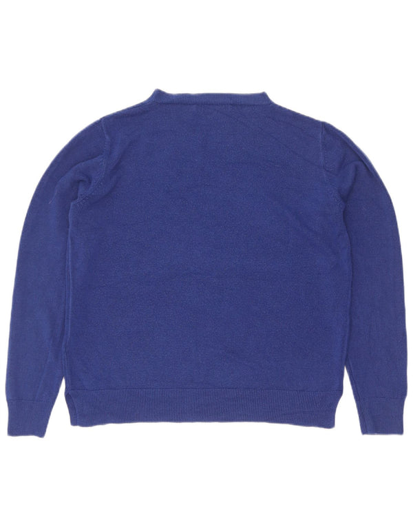 Marks & Spencer Womens Crew Neck Jumper Sweater UK 14 Medium Blue Acrylic