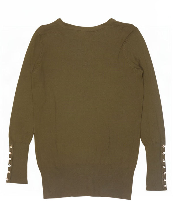 Женский джемпер с v-образным вырезом Zara UK 14, большой, цвет хаки (район)
