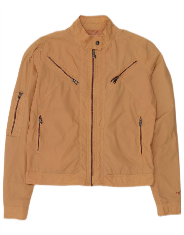 Zu Elements Womens Crop Bomber Jacket UK 10 Small Beige Polyamide