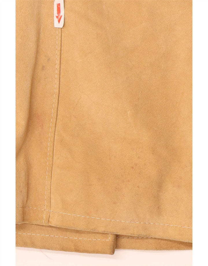 Dario Brizzi Damen Zweireihige Wildlederjacke UK 10 Small Beige Leder