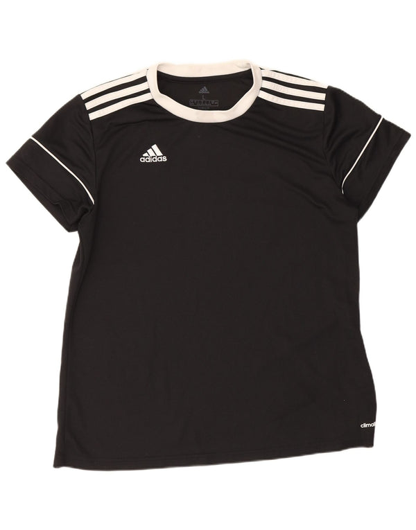 Adidas Womens Climalite T-Shirt Top UK 16/18 Grande Preto Colorblock