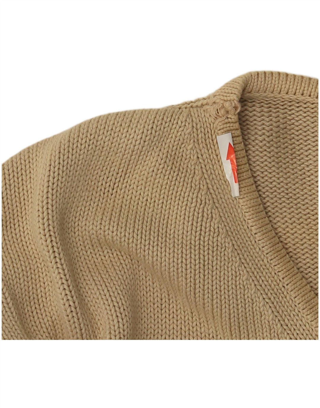 Massimo Dutti Mens V-Neck Jumper Sweater Large Beige Cotton