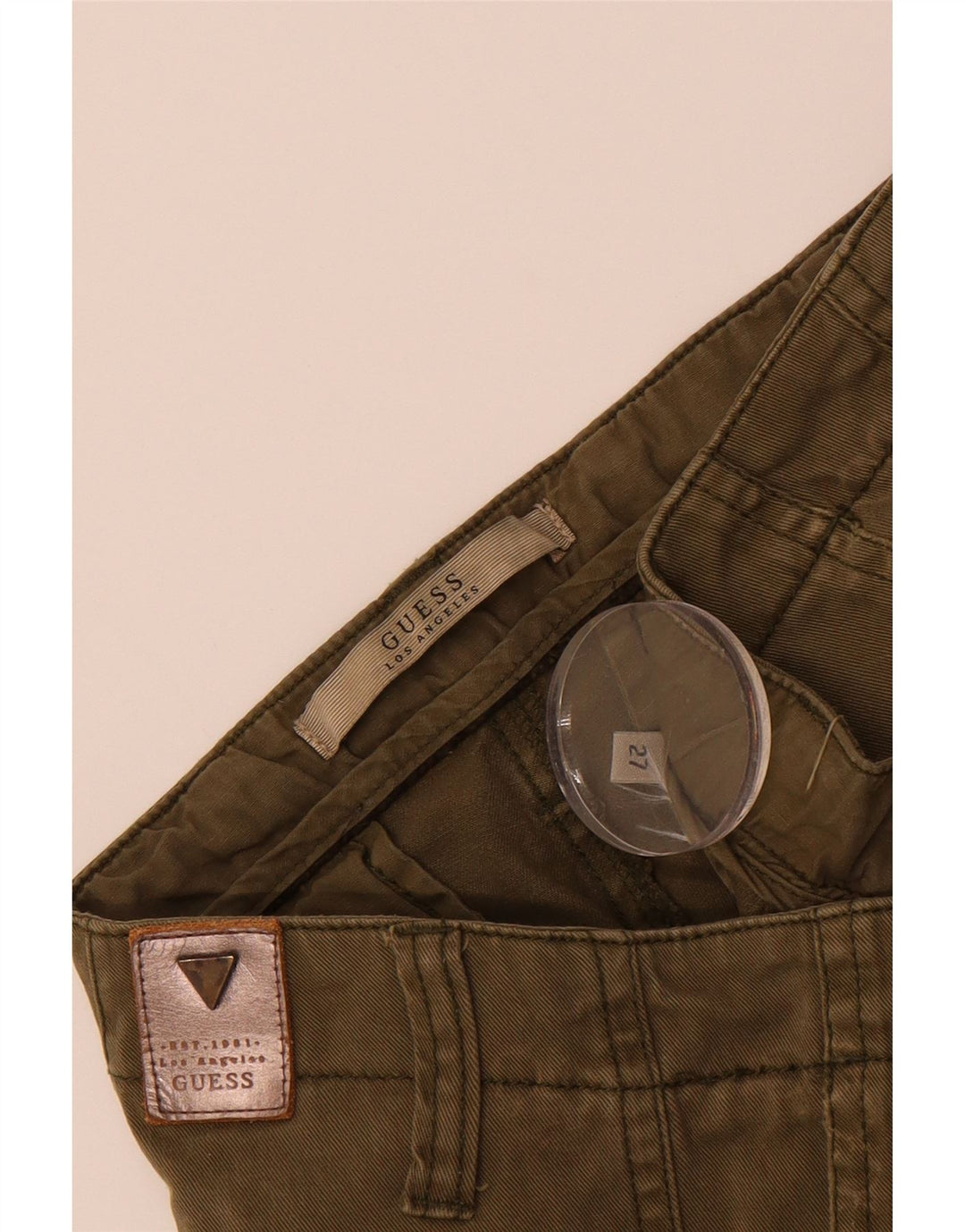 GUESS Womens Slim Chino Trousers W27 L29 Khaki Vintage Guess and Second-Hand Guess from Messina Hembry 