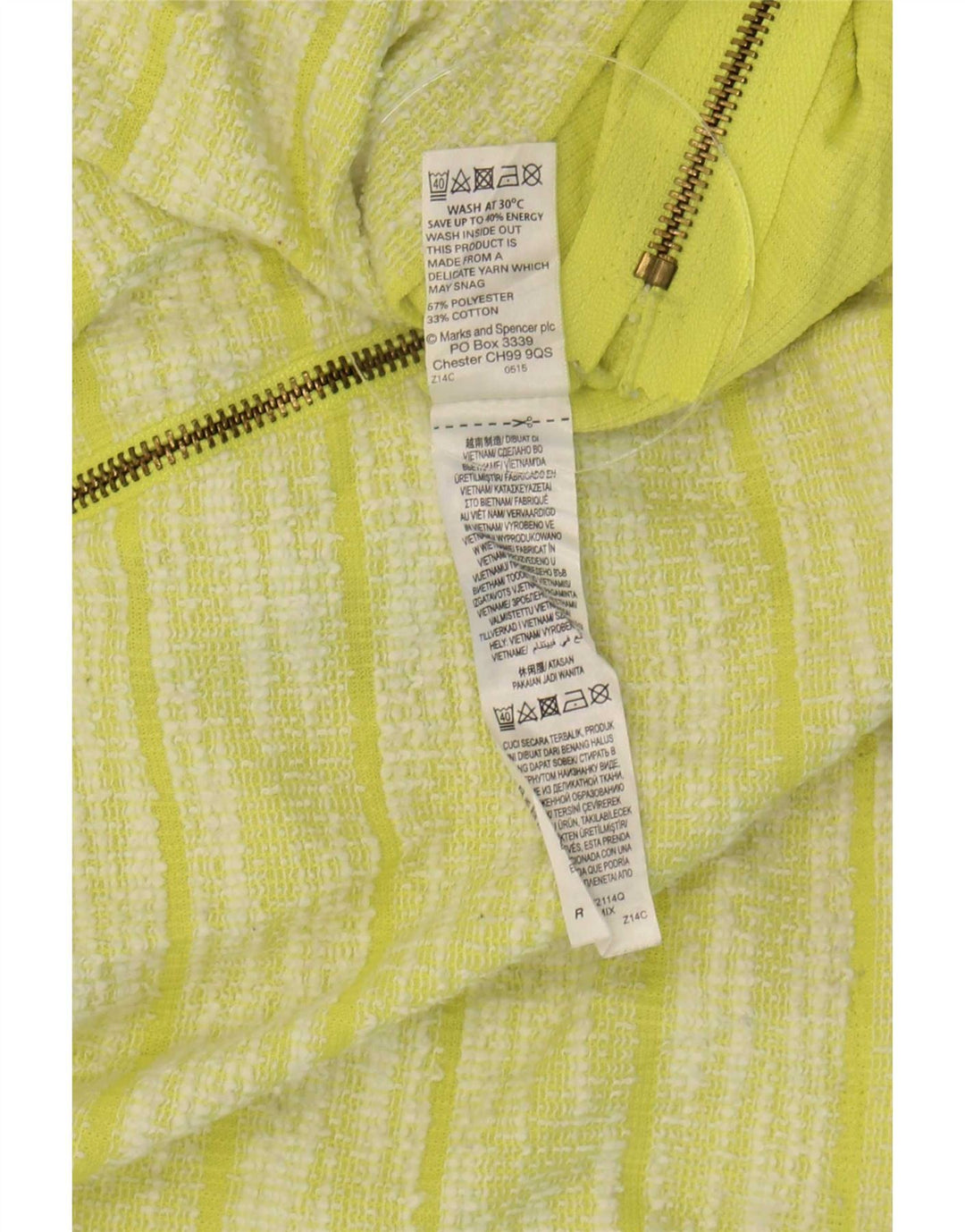 Marks & Spencer Top para mujer manga 3/4 UK 44 Poliéster a rayas verdes grandes