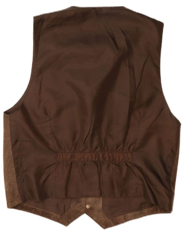 C&A Mens Suede Waistcoat Large Brown Leather