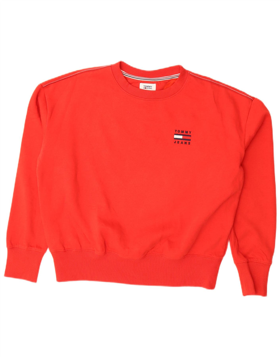 Tommy Hilfiger Womens Oversized Sweatshirt Jumper UK 10 Small Red Cotton
