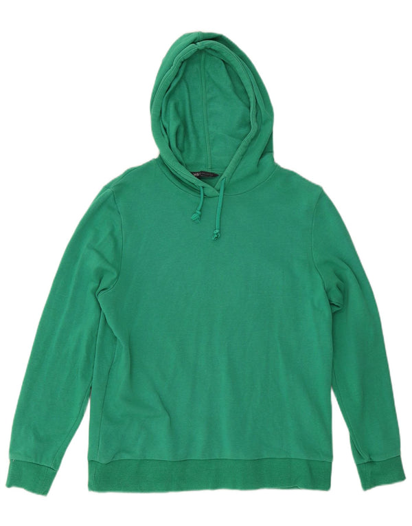Marks & Spencer Womens Regular Fit Hoodie Jumper UK 12 Medium Green Cotton