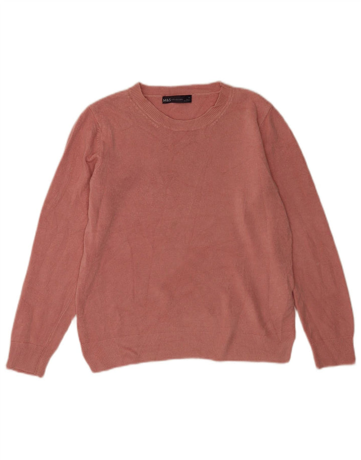Marks & Spencer Womens Crew Neck Jumper Sweater UK 14 Medium Pink Acrylic