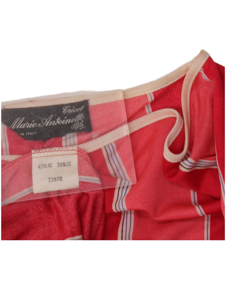 VINTAGE Womens Batwing Blouse Top IT 44 Medium Red Striped Acrylic