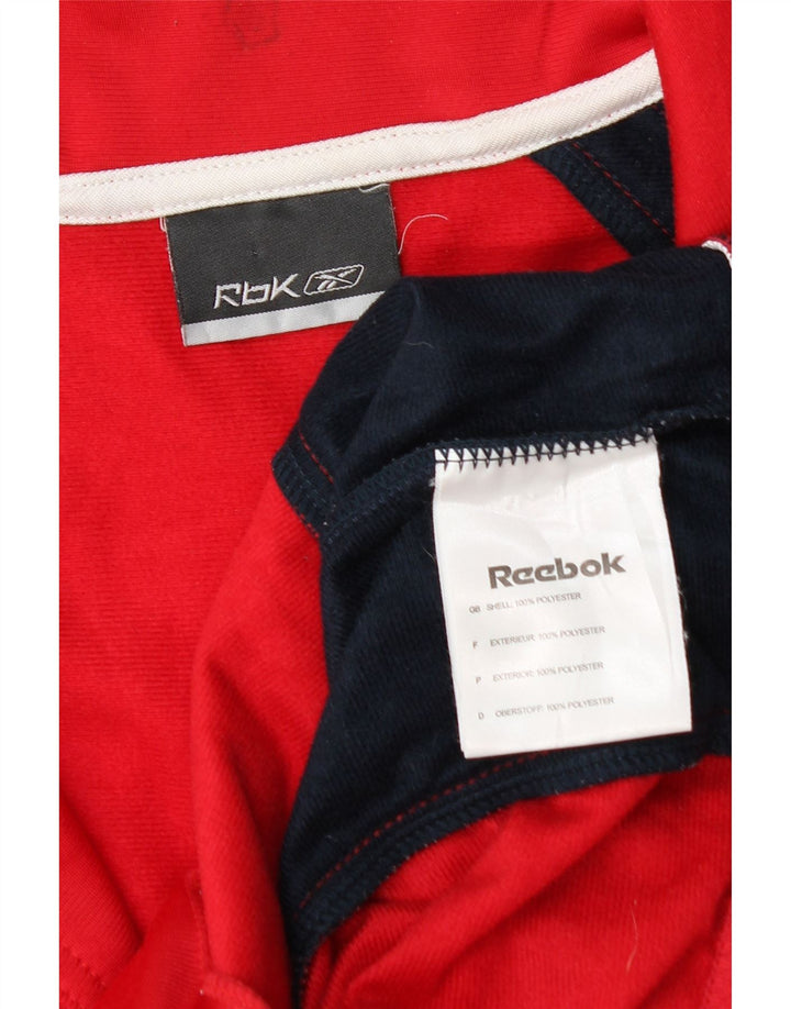 Reebok træningsdragt topjakke til kvinder UK 14 Medium Rød Colourblock Polyester