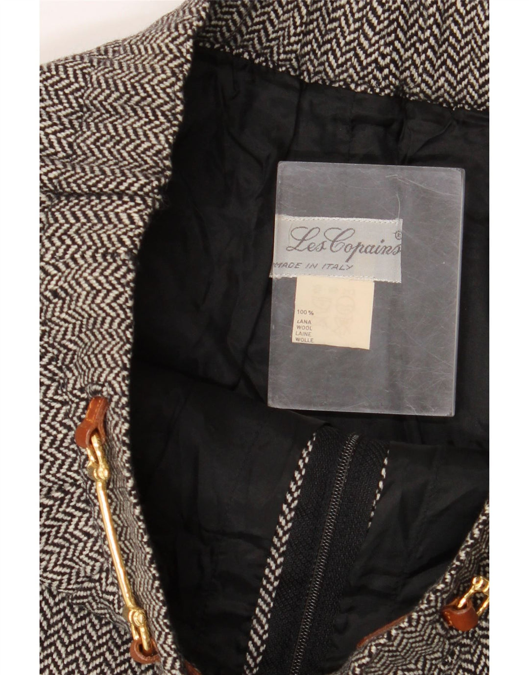 Les Copains Womens Straight Skirt W26 Small Grey Herringbone Wool
