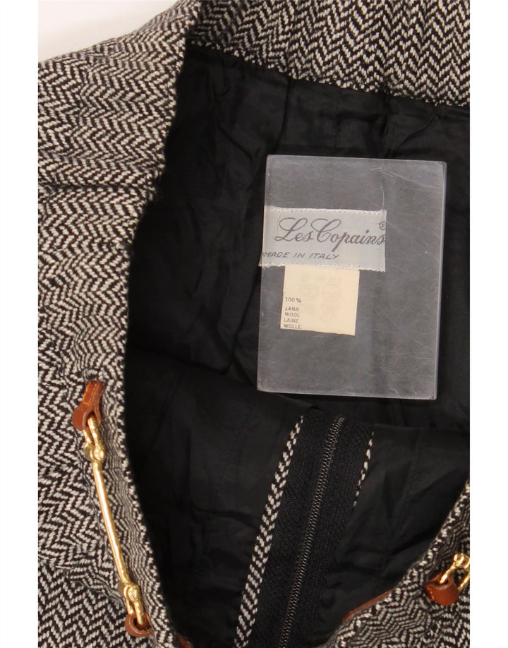 Les Copains Womens Straight Skirt W26 Small Grey Herringbone Wool
