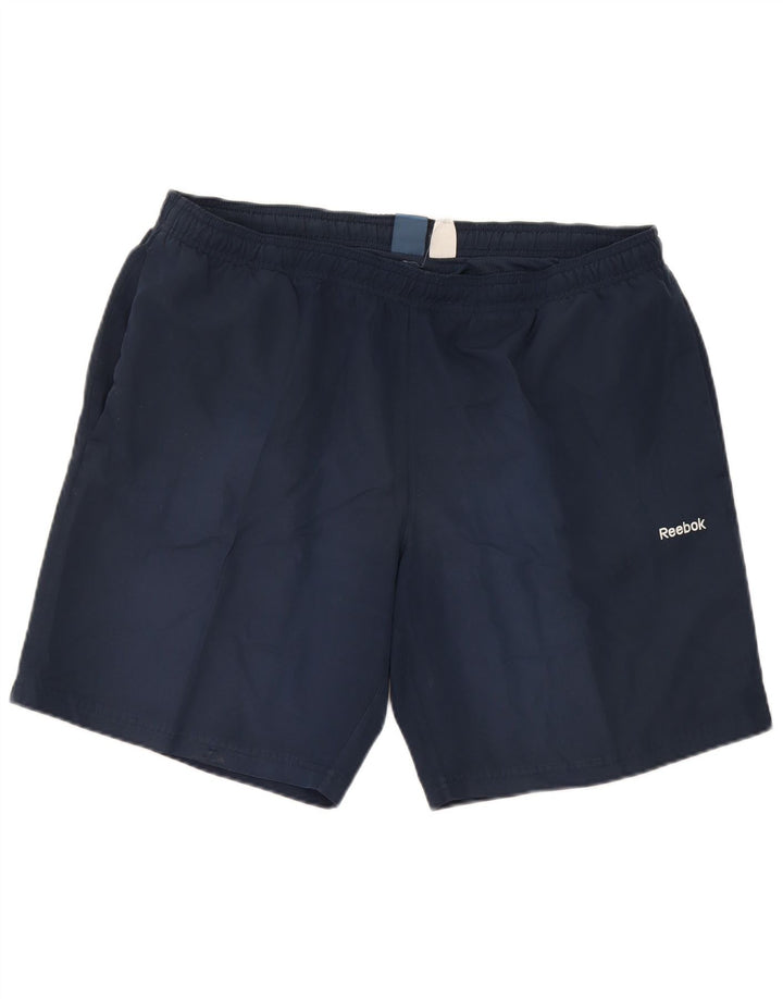 Reebok Mens Sport Shorts Large Navy Blue Polyester