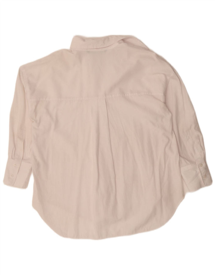 ZARA Womens Oversized Longline Shirt UK 10 Small White Cotton