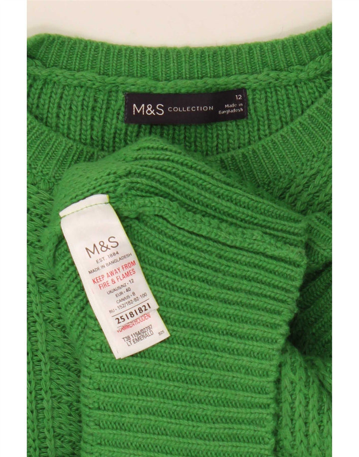 Marks & Spencer Womens Boat Neck Jumper Sweater UK 12 Medium Green