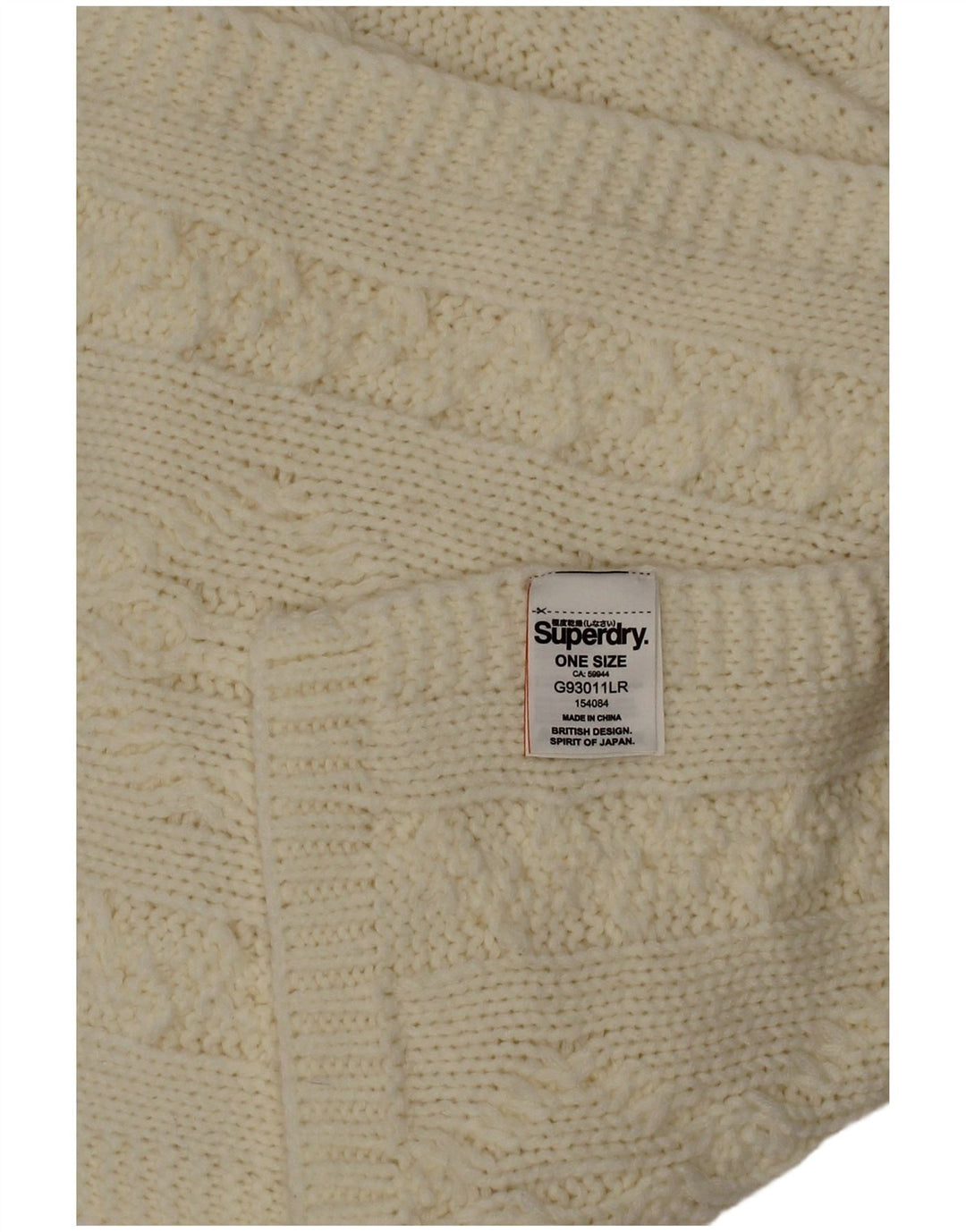 Superdry strikket rektangel tørklæde til kvinder One Size Off White Akryl