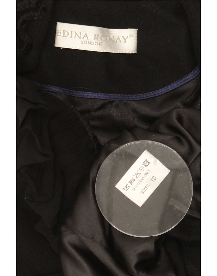 Edina Ronay Veste Blazer Femme UK 10 Petite Laine Noire