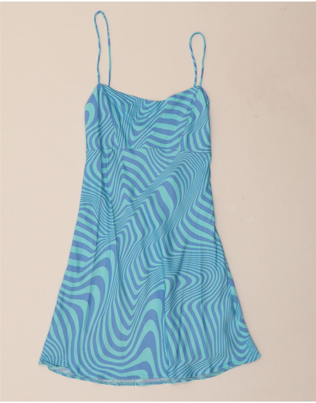 ZARA Womens Abstract Pattern Slip Dress UK 8 Small Blue Viscose