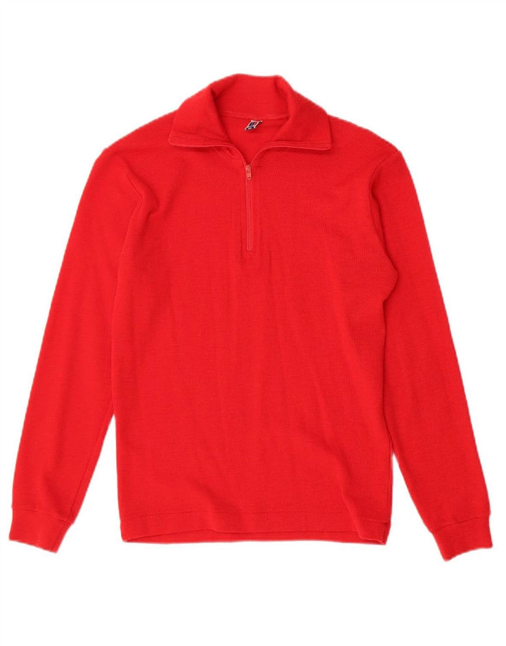 SPORTFUL Womens Zip Neck Jumper Sweater IT 40 Small Red Wool