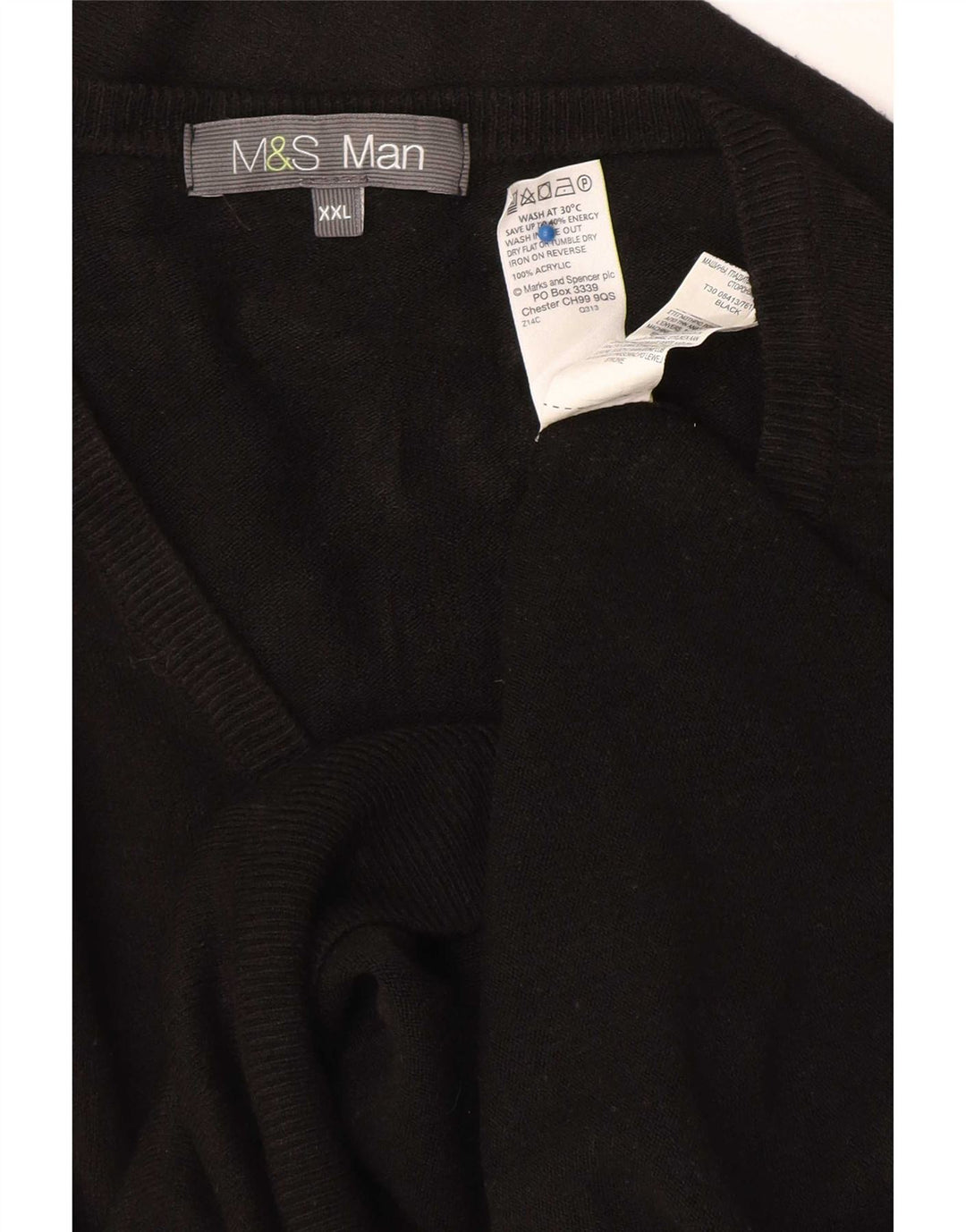 Marks & Spencer Herre V-hals sweater 2XL sort akryl