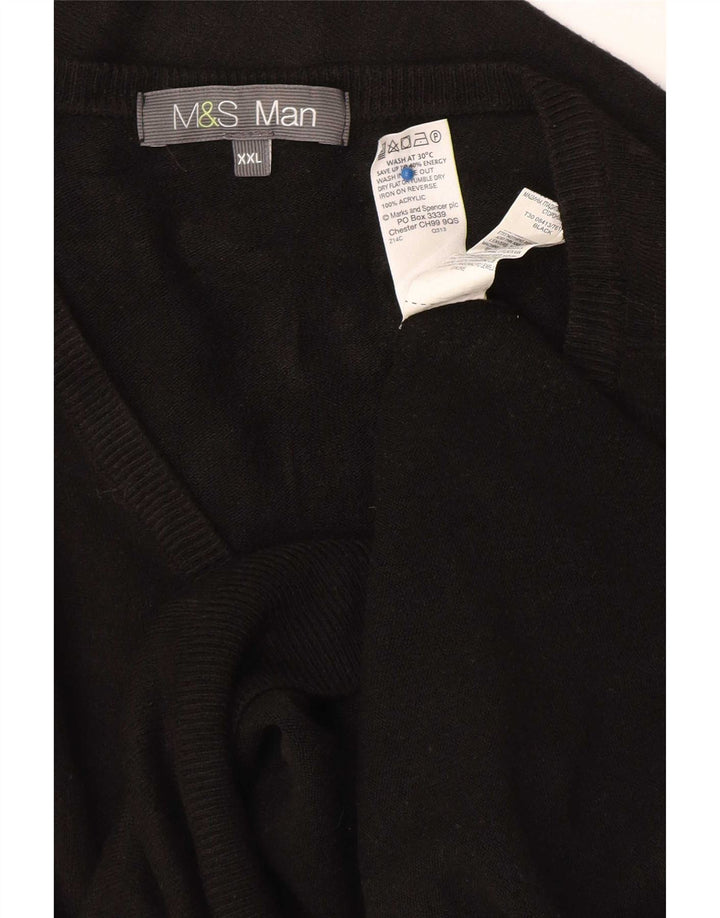 Marks & Spencer Herre V-hals sweater 2XL sort akryl